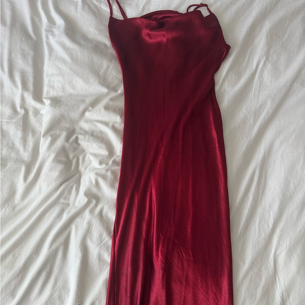Elegant Red Satin Slip Dress